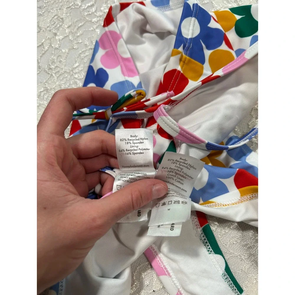Hanna Andersson Girls Floral Tankini Swimsuit Set Size 8 Retro Summer Vacation